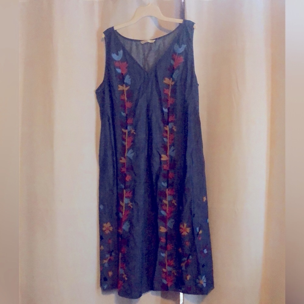 eshakti Navy Maxi Dress with Multicolor Floral Embroidery - Picture 3 of 4